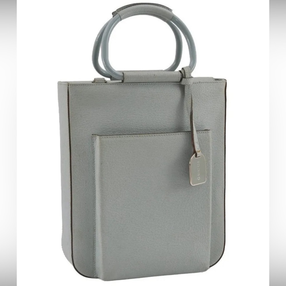 Rare Gucci Tom Ford “Tiffany” Blue Leather Mini Vintage Bracelet Bag w/ D Rings